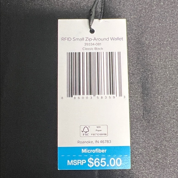 VERA BRADLEY | Quilted Black Small Zip-Around Wallet ~ RFID - Picture 6 of 8